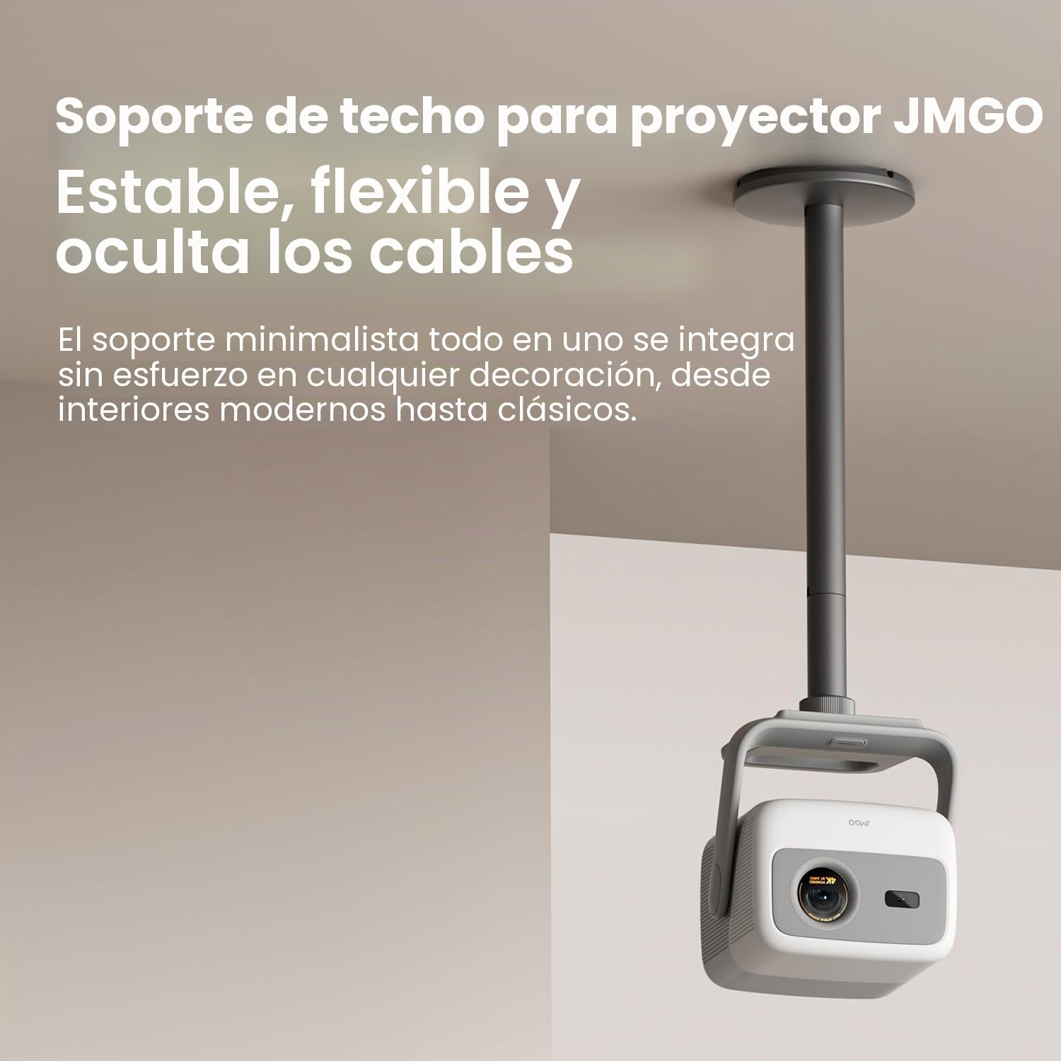 JMGO Soporte Techo N1S 4K / PicoPlay / N1S 1080P / PicoFlix / N1, Aluminio aeronáutico, diseño Personalizado, fácil instalación, Dos Alturas (100/300 mm), Capacidad de Carga 10kg