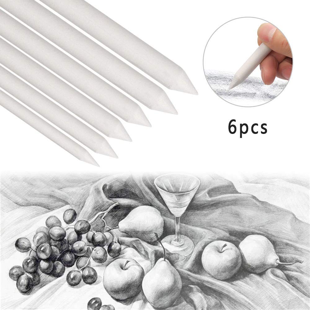 KNAFS Sketch Pen Blending Smudge Stump Stick Tortillon Sketch Art Drawing Pen Sketch Paper Sandpaper Pencil Sharpen Drawing Tool (White) - 7 Pieces
