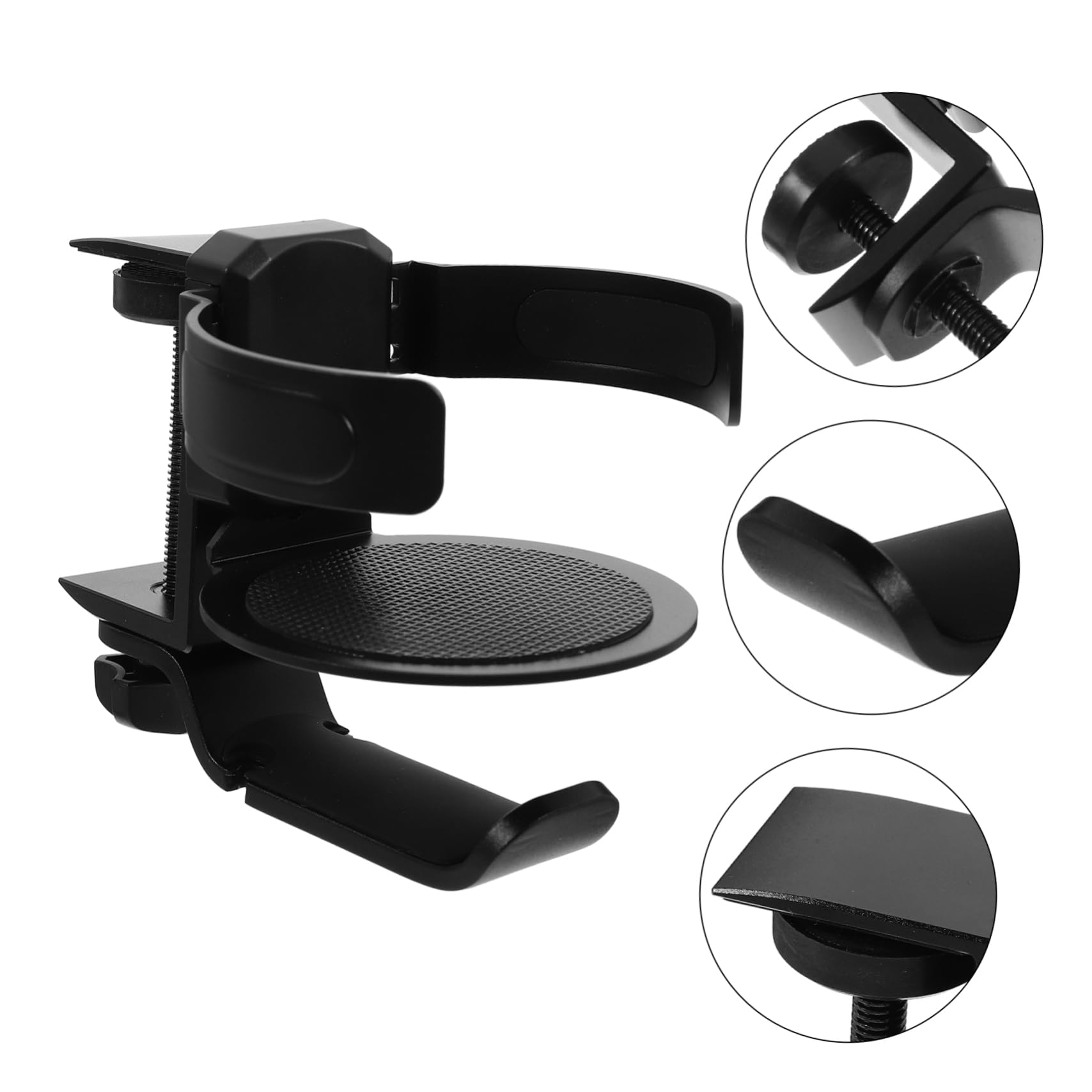Sujeta para Cascos Gaming Organizador De Escritorio Portavasos Ajustable Soporte De Aluminio y Goma