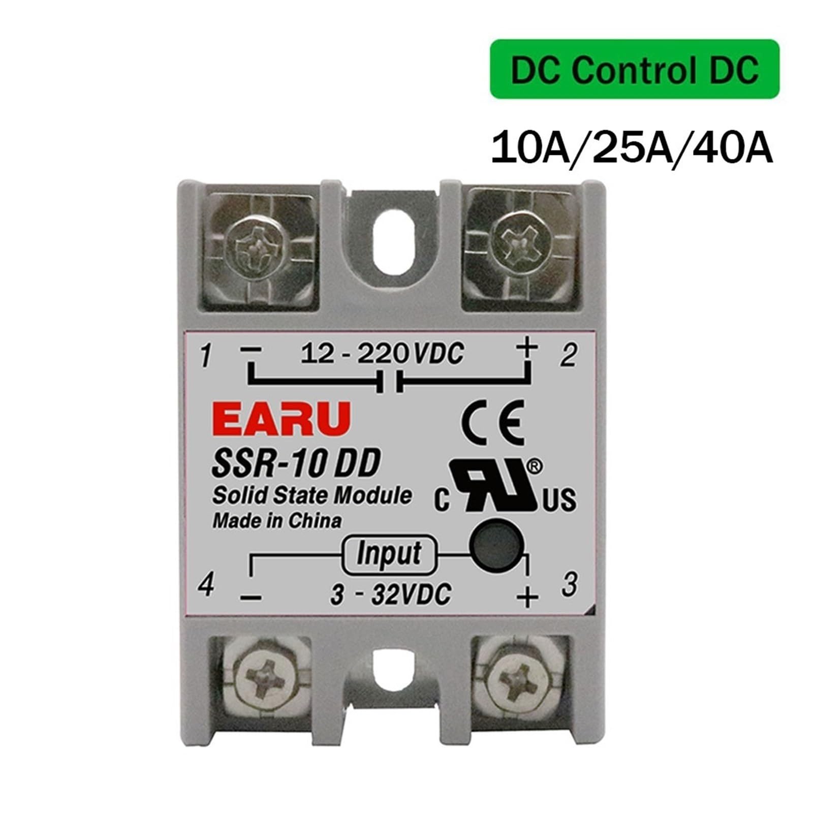 SSR-10DD SSR-25DD SSR-40DD SSR 10A 25A 40A Modulo relè a Stato Solido Ingresso DC3-32V a DC12-220V Controllo DC Trasformatore di Tensione DC(SSR-10A)