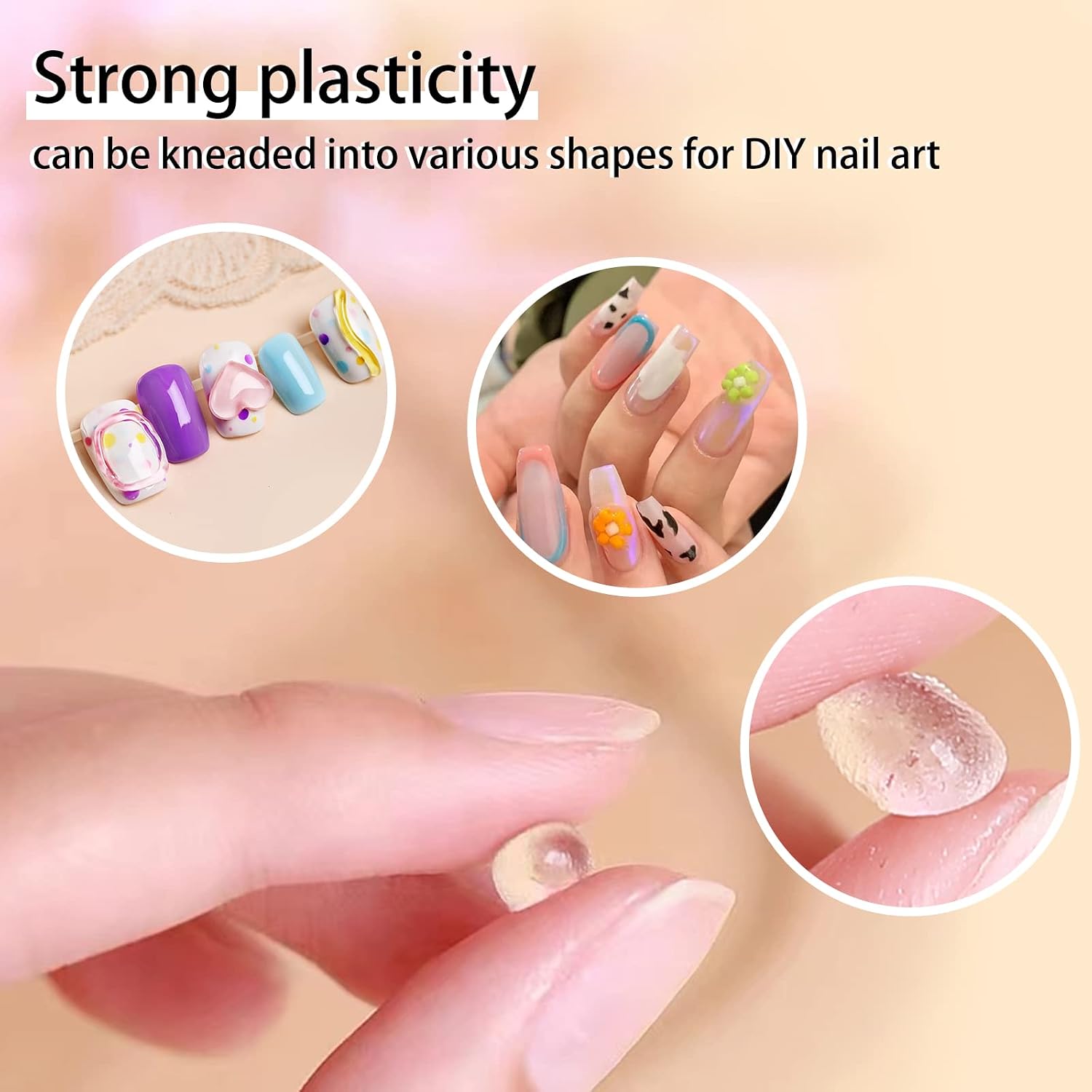 Lofuanna 15g Solid Gel Glue for Nail Tips,Nail Art Rhinestone Glue Gel,Solid Glue Gel Press on Nails UV/LED Needed,3D Sculpture Gel Nail Mold DIY Nail Art Design with Stirring Rod (2Pcs)