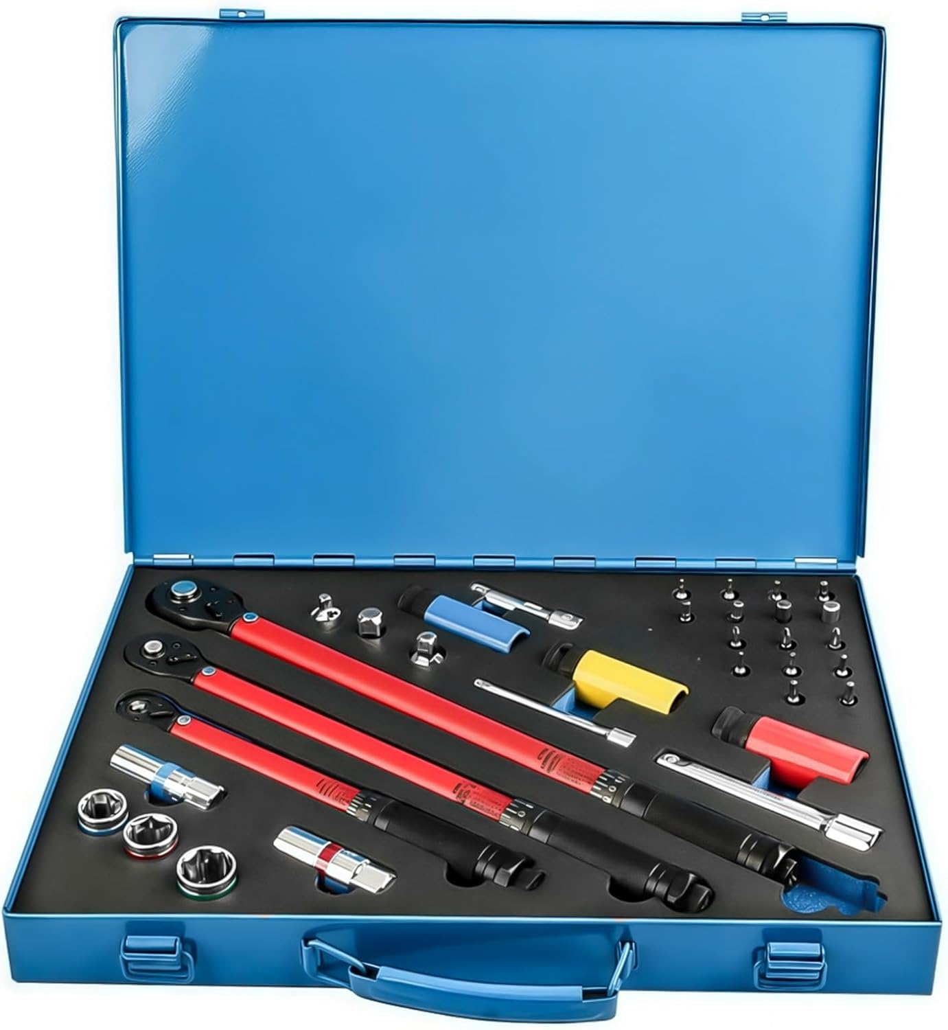 Set Chiavi Dinamometriche 33 Pezzi – 1/4" 3/8" 1/2", 2-230 Nm, Acciaio Cr-V, Precisione ±3%, 72 Denti, Doppia Scala – Incl. Adattatori, Dadi, Prolunghe – per Auto, Moto, Bici, Camion