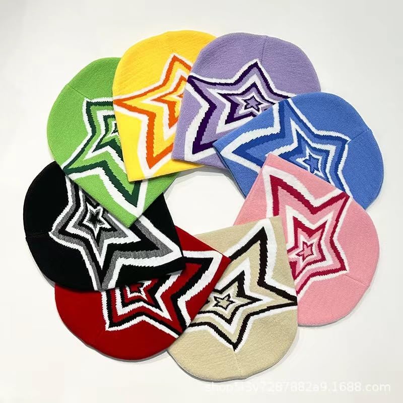 Y2k Beanies Star Graphic Crochet Hats for Women Men Cutecore Gyaru Grunge Clothes Alt Emo Accessories Harajuku Streetwear - Image 7