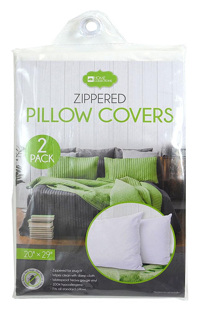 2 Pack Standard Size Zippered Pillow Protector 21"x27"