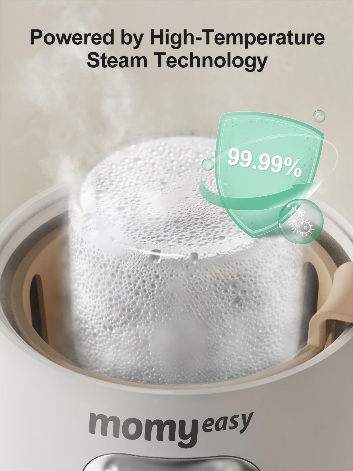 momyeasy Chauffe-biberon rapide de 2 minutes : chauffe le lait maternel et formule à la vapeur, compatible avec tous les types de biberons, contrôle précis de la température avec minuterie et arrêt au