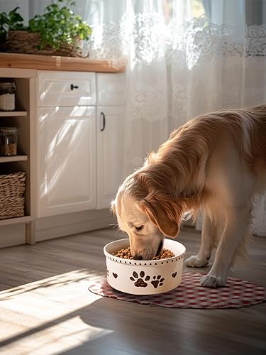 Miniatura 8 de Cuenco de cerámica para perros de 55 onzas resistente para alimentos y agua para mascotas para perros medianos y grandes, plato antideslizante con