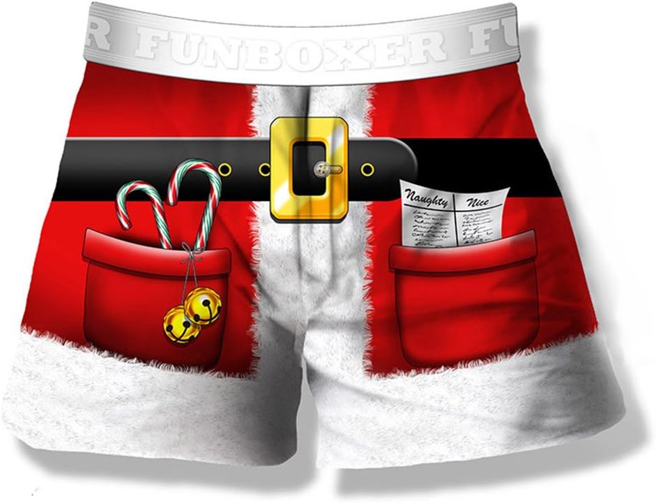 Fun Boxers - Funny Santa Boxer Shorts, Red, Medium