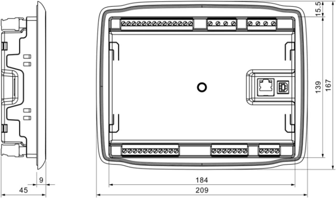 Dimensional drawing of the IBXDTUVJ Smartgen 6110N Generator Controller
