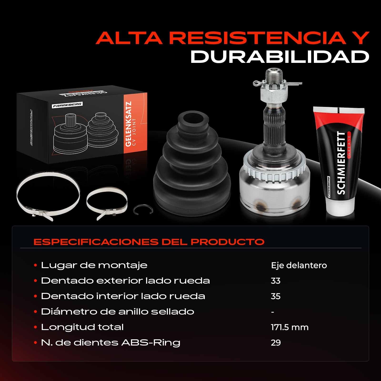 Frankberg Kit de junta homocinética del lado de la rueda delantera 374387 | Compatible con Astra G Caravan T98, Vectra B Caravan J96, Zafira A MPV T98, Vectra B J96, Vectra B CC J96, Astra G CC T98