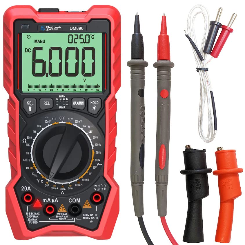 6000 Counts Manual & Auto Ranging True-RMS Digital Multimeter Backlit ...