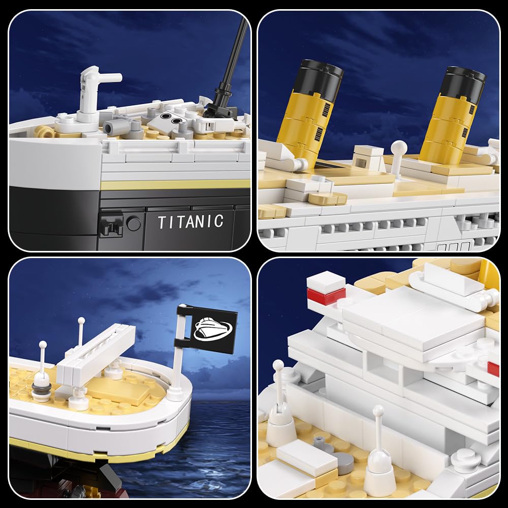 NETEHU Titanic Boat Model Building Block Set, 1465 Pieces Cruise Ship Model,DIY Educational Titanic Toys for 8+ - Image 5