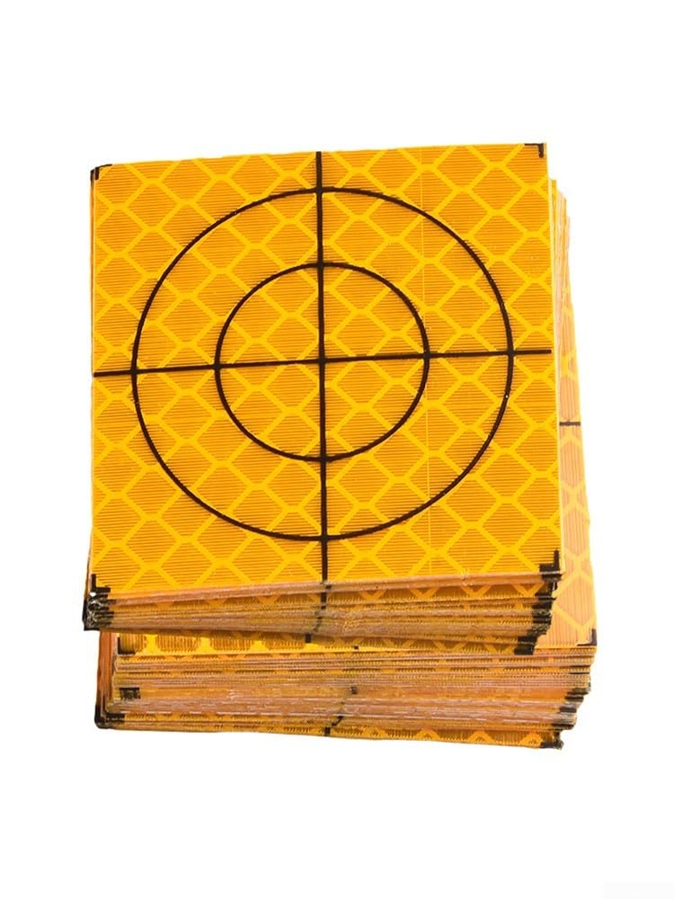 100 Stück Totalstation Reflektorfolie 20-60mm Selbstklebend Acryl Zielmarke für Vermessung Bauwerküberwachung Tunnel Gelb(50x50mm)