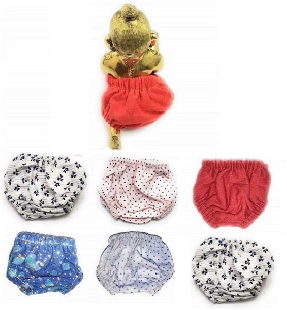 Radha Krishna MART Nappy, Panty, Bloomer for Laddu Gopal ji Size 8 (Pack of 4) Multicolor Dress (Cotton)-image-6