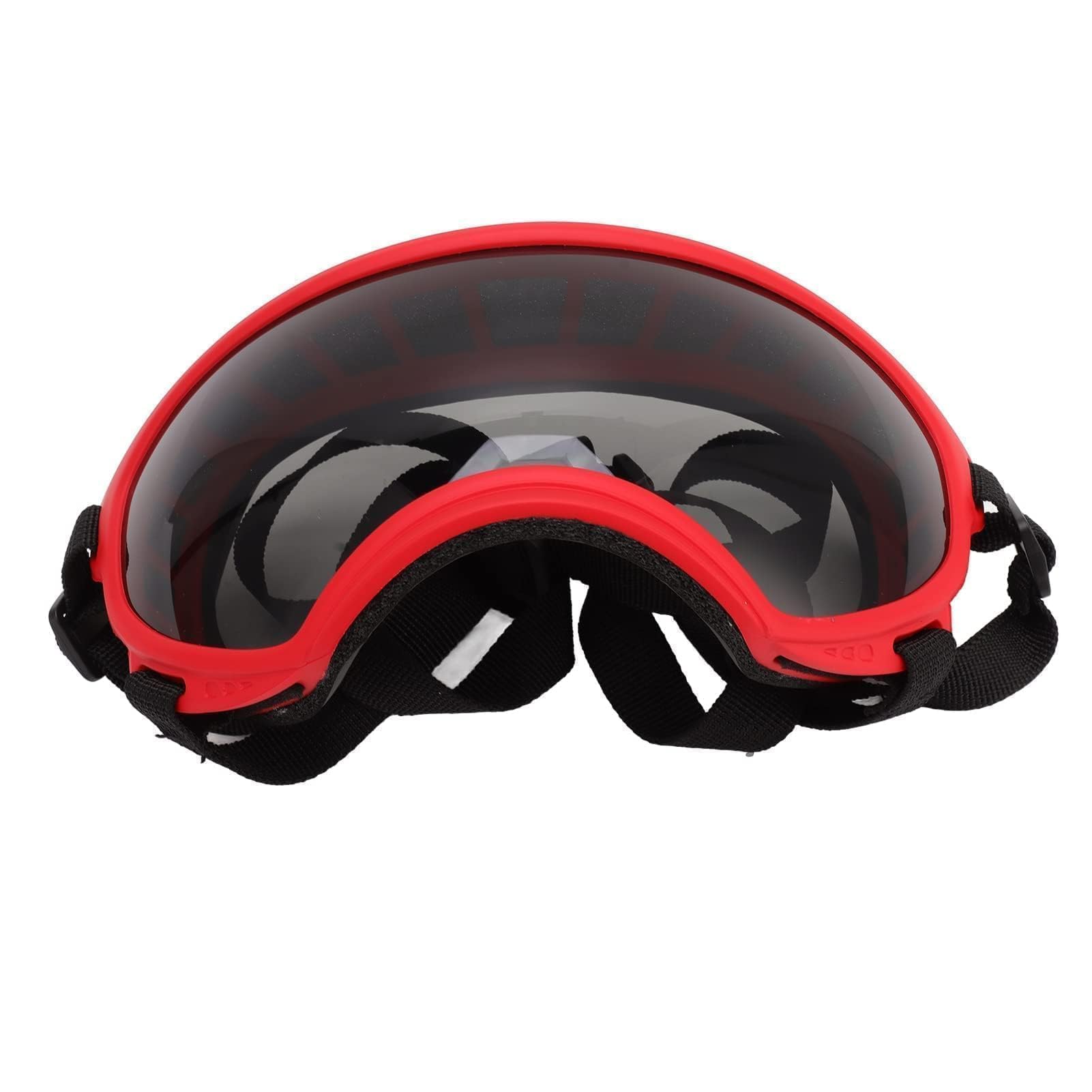 VBESTLIFE Gafas para Perros, a Prueba de Viento y Rayos Ultravioleta, Correa Ajustable, Gafas de Sol Duraderas para Perros Grandes (Montura Roja y Gafas Negras)