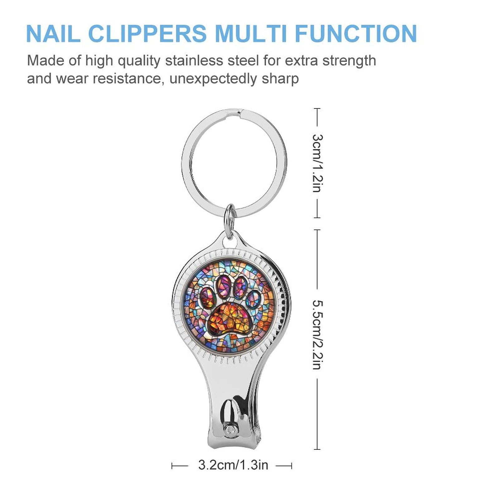 Cat Foot Print Stained Glass Nail Clippers Toenail Clipper Cutters Professional Nail Trimmer Nail Cuticle Cutter for Women Men