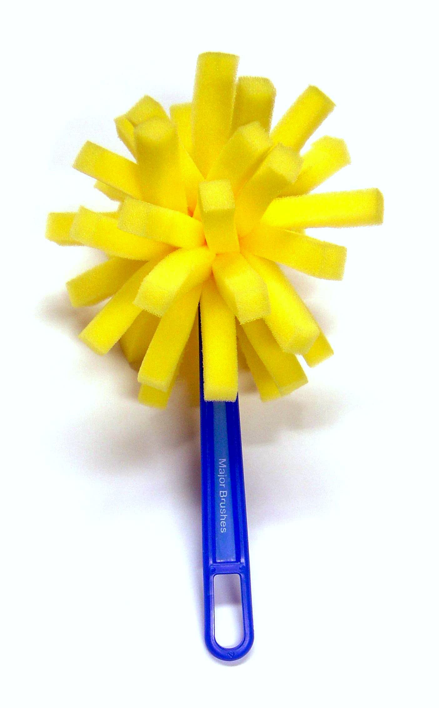 Major Brushes Blue Handle, Yellow Foam Fuzzy Foam Dabbers - Set Of Size 10