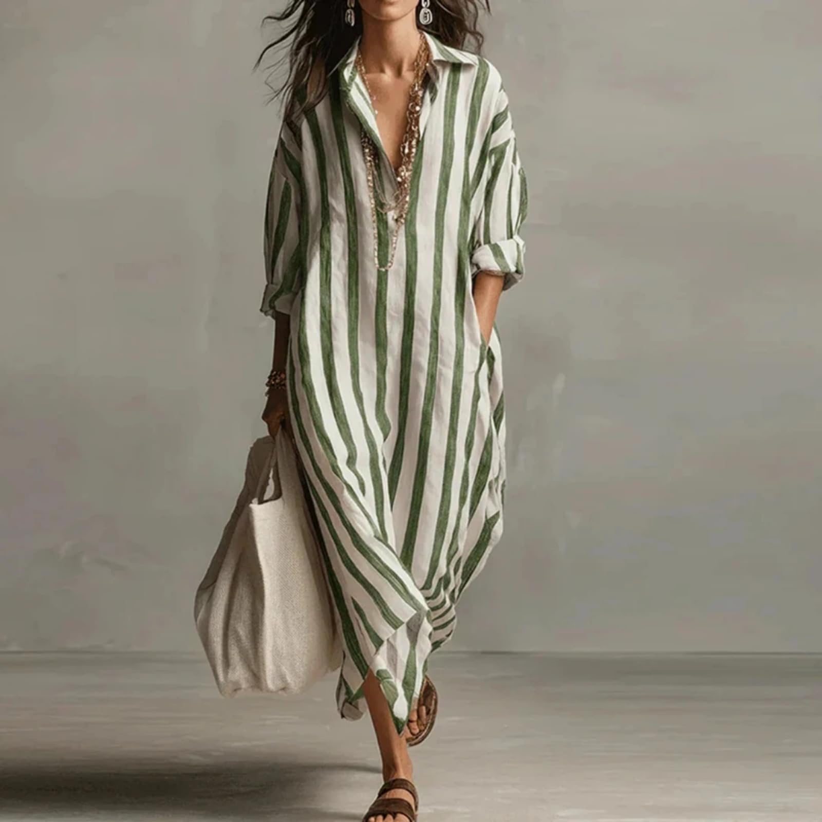 Vestidos Vintage Estampados para Mujer, Vestidos Largos Sueltos Estampados para la Playa para Mujeres, Vestido Largo para Mujeres