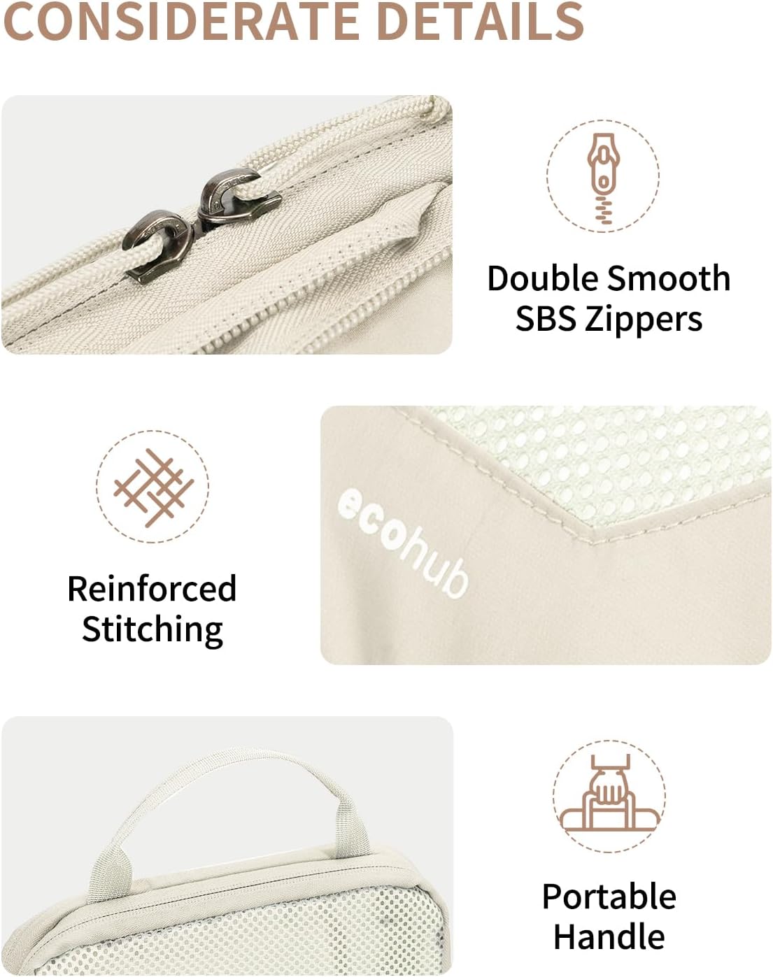 ECOHUB 4 Set /6 Set Packing Cubes for Travel Durable Suitcase Organizer Bags Set with Personalized Tag Various Sizes Travel Essentials Traveling Accessories for Luggage Machine Washable - Image 5