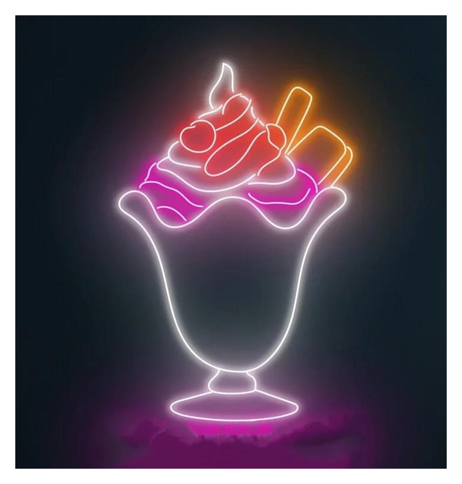 LEMST Sign Lamp Ice Cream Neon Sign for Business Ice Cream Shop Food Coffee Store Drink Restaurant Wall Decor USB Powered 38cm