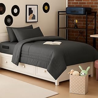 Twin XL Comforter Set College Dorm Bedding Bundle (Twin XL) – Dorm Upgrade with Comforter, Mattress Protector, Sheet Set &...