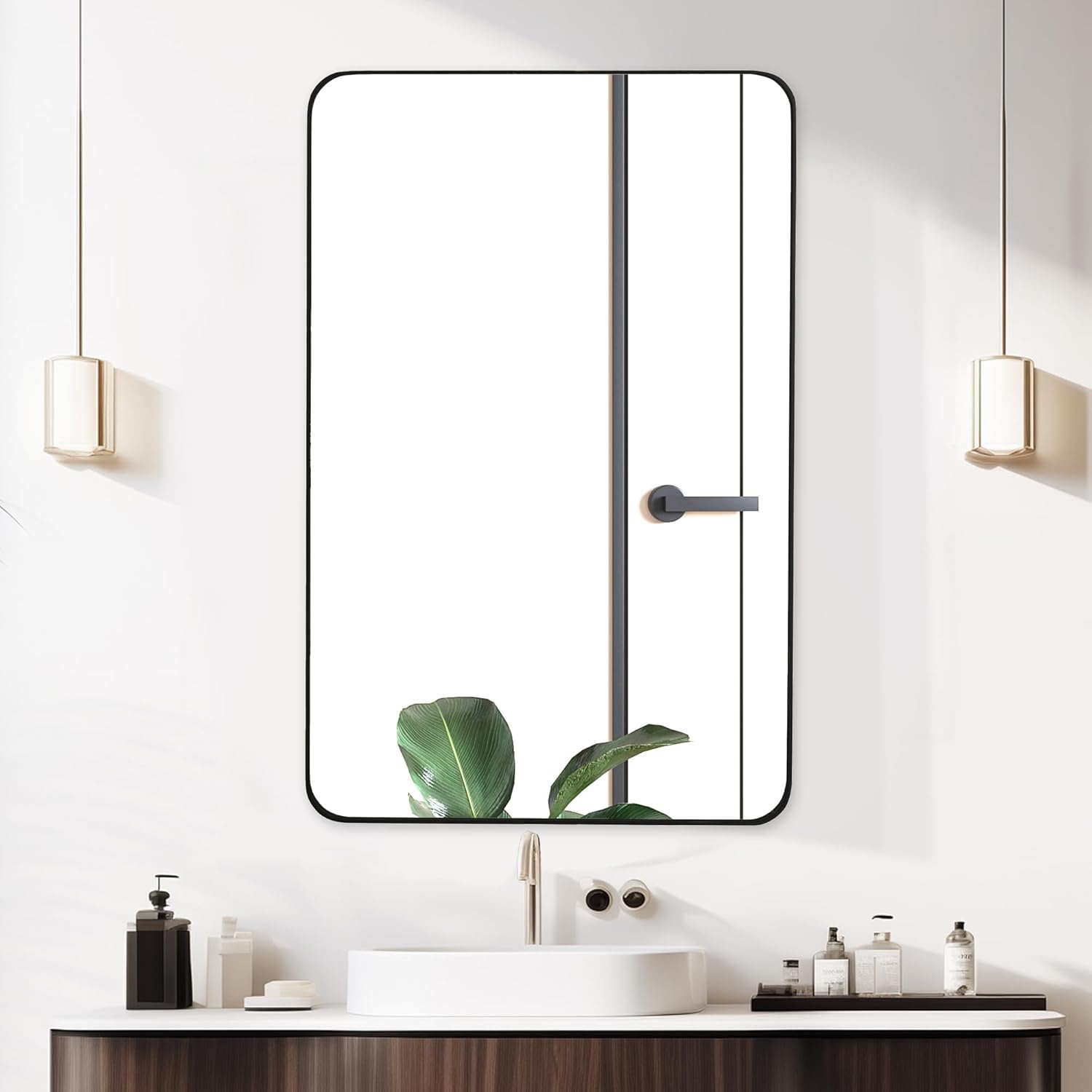 Tanmicoshomy Black Framed Bathroom Wall Mirror, 20x30 Inch Rectangular Mirrors with Tempered Glass for Bedroom,Living Room or Entryway