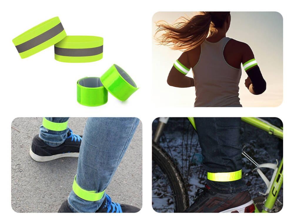 Gilet Catarifrangente Regolabile ad Alta Visibilità con Braccialetti Riflettenti, per Corsa Ciclismo Attività all'Aperto