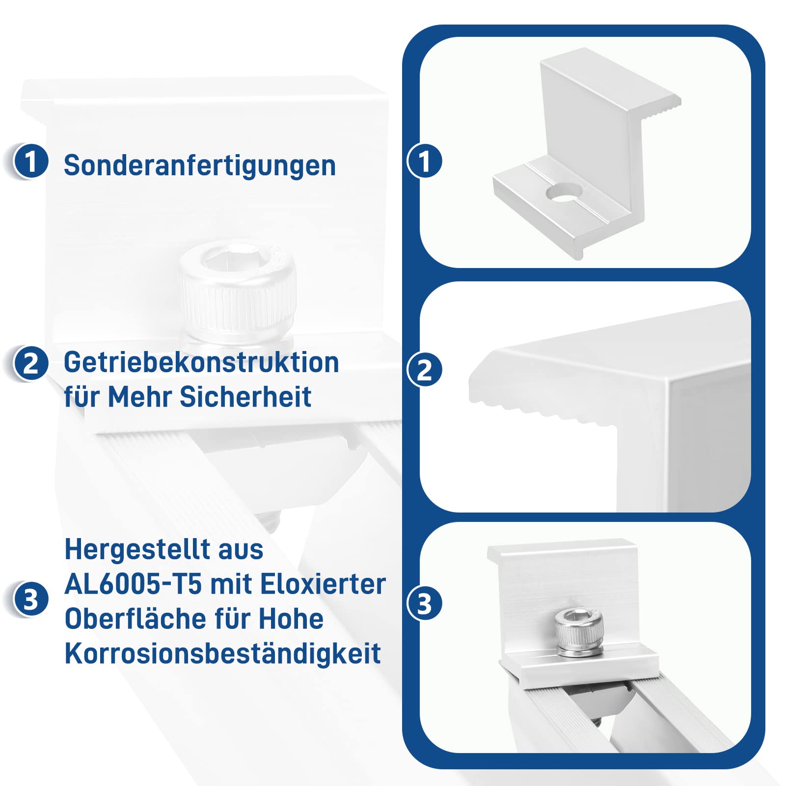 Produktbild von Globooluek Solar-Montageschienen-Kit – Aluminium, U-Form, 6x30cm Schienen, Für Dach & Wohnmobil, Inkl. Schrauben