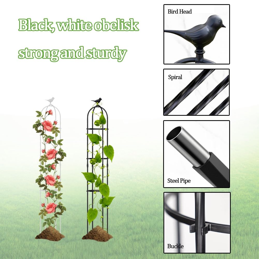 Obélisque de Jardin en Métal pour Plantes Grimpantes Φ21/25/31/35cm Tuteur de Jardin Haut 120/150/160/180/190cm Treillis d'Obélisqu Grow Cage (Color : White, Size : 31x180cm(12.2x71in))