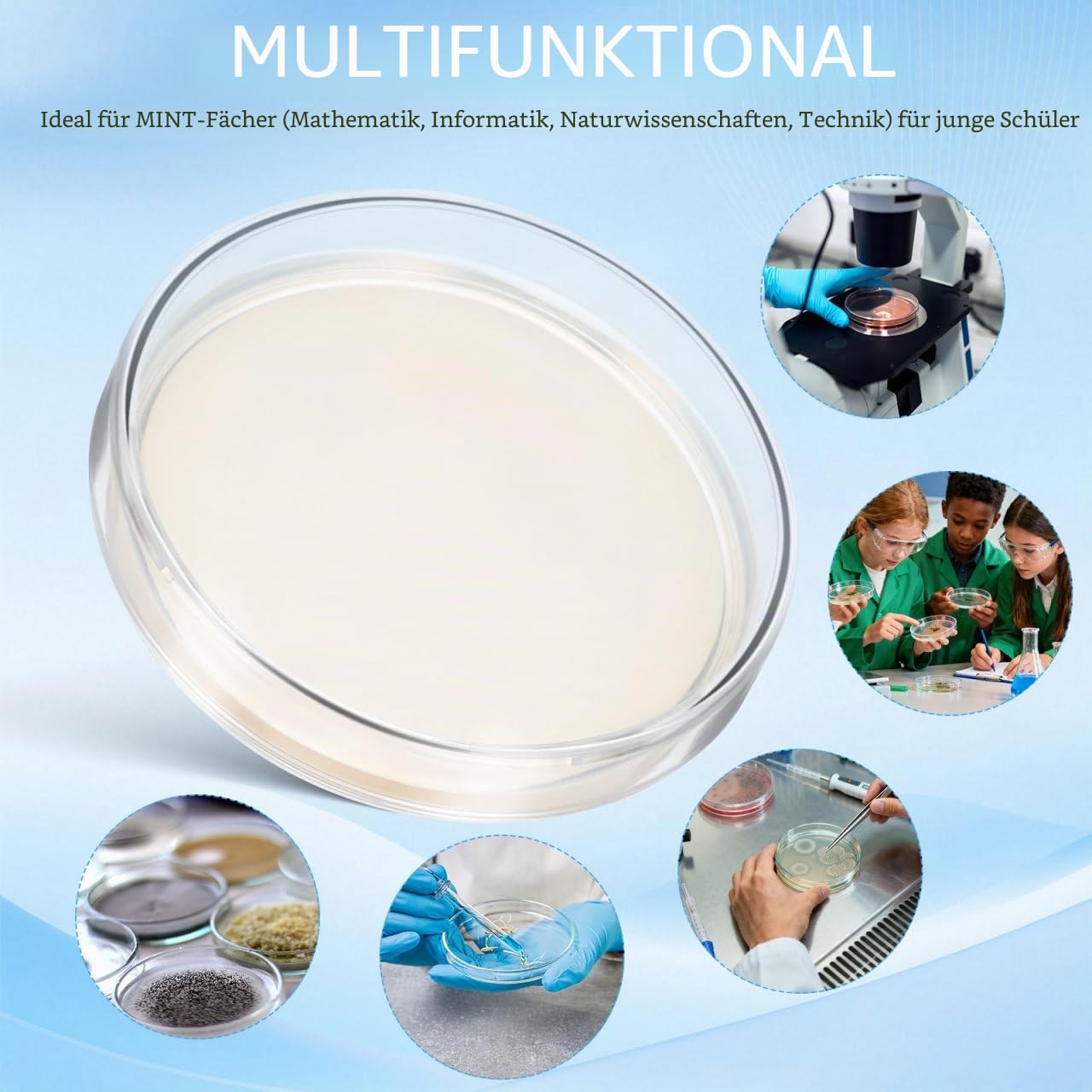 Baluue 10 Vorbereitete Agarplatten Petrischalen Mit Agar Laborbedarf Für Wissenschaftliche Experimente Materialien Für Wissenschaftliche Experimente Für Mint-Unterricht Und Schulprojekte