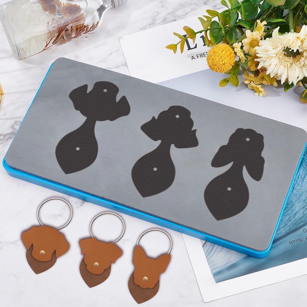 SUPERDANT 1 Pcs Wooden Leather Die Cutter 10x5 Inch Puppy Dog Keychain Die Mold Rectangle Cutting for Handmade Gift Tag Leathercraft Compatible with Machine
