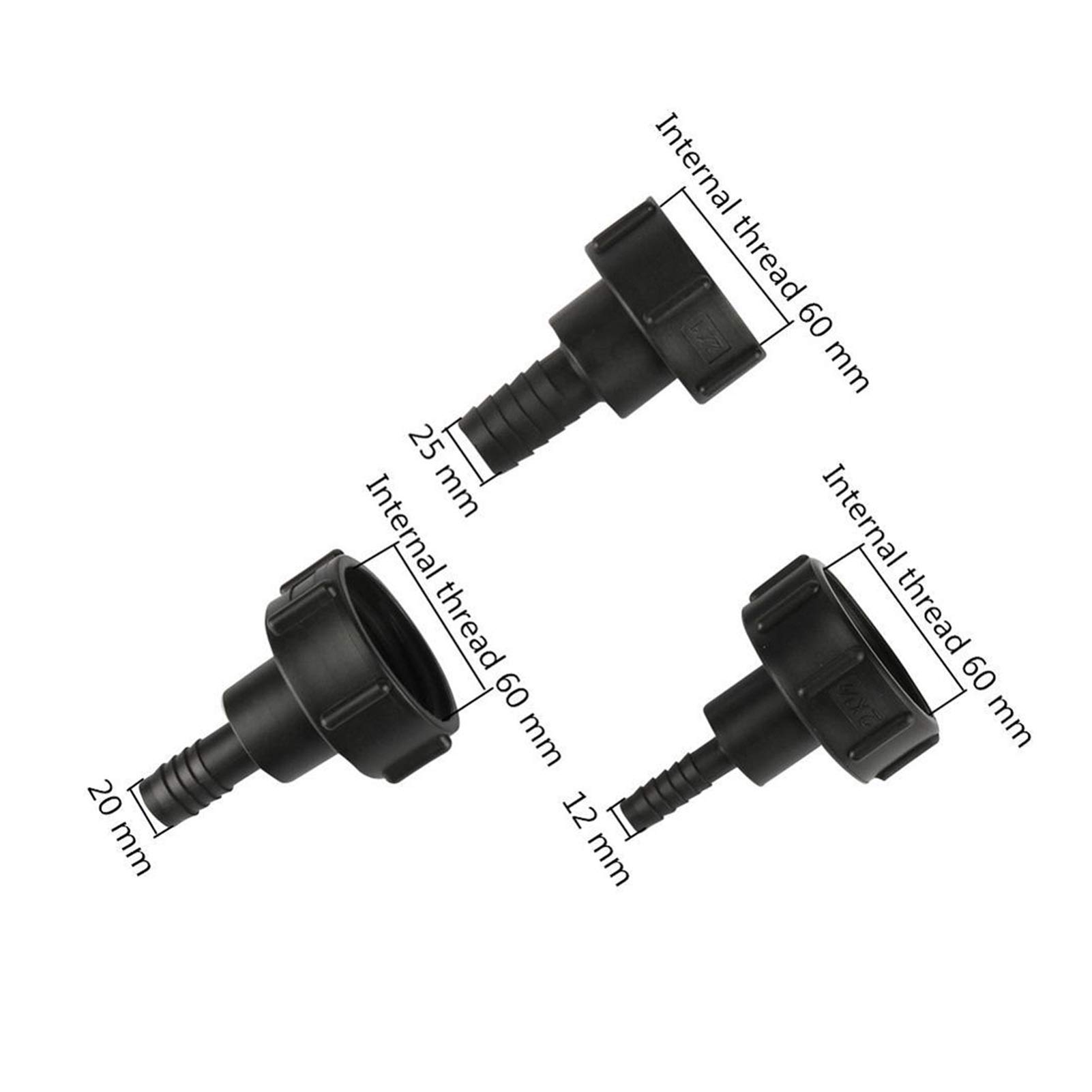 Juego de 5 conectores de tubo de 1/5.1 cm 3/10.2 cm 2.5 cm 3.2 cm 3.8 cm 5.1 cm 5.1 cm con rosca gruesa S60 para reemplazo de grifo de tanque de fontanería de jardín