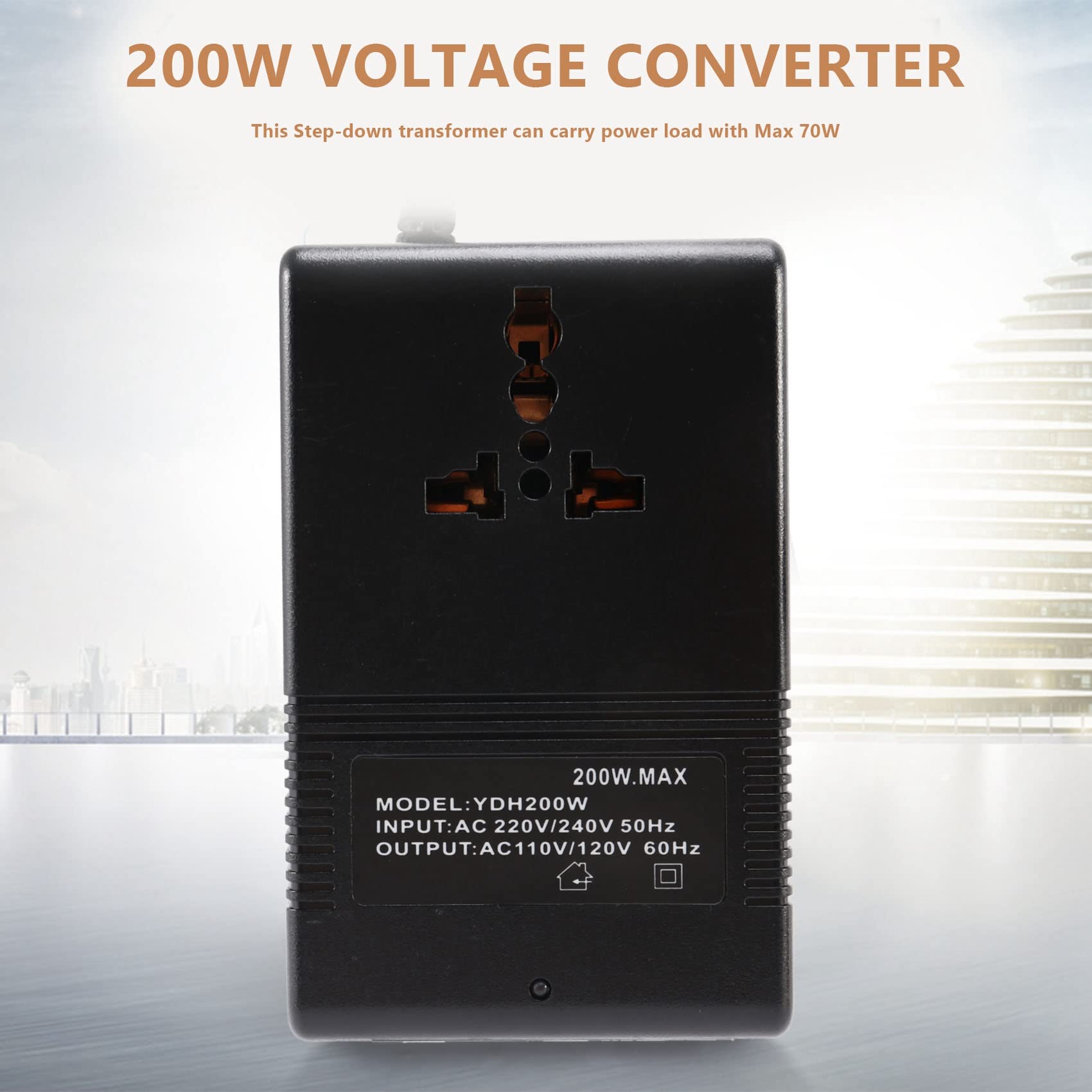 Transformador Convertidor de Voltaje de 200W Reductor 220V 110V AC Reductor Convertidor de Voltaje de Viaje Convertidor Enchufe de la UE