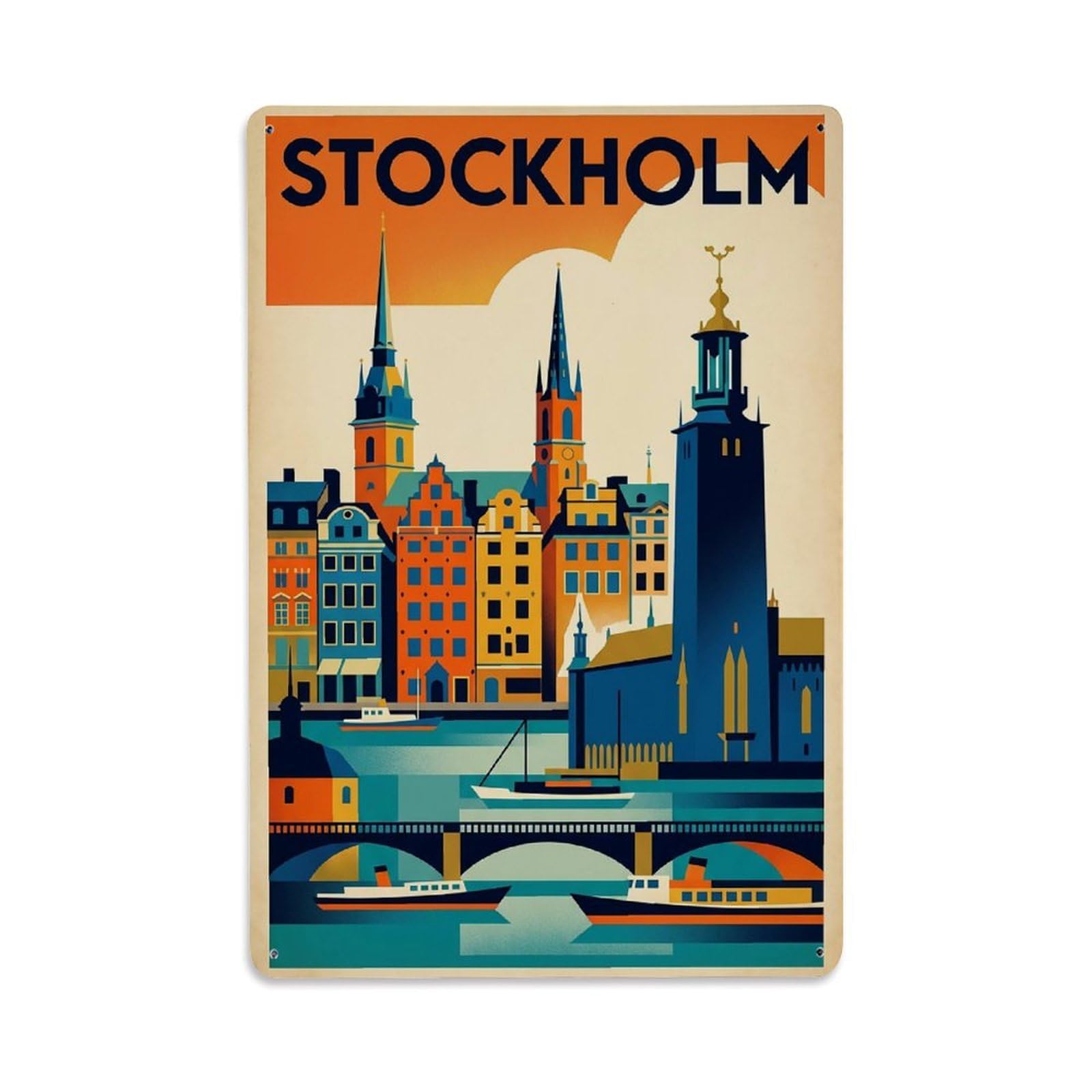 Sweden Stockholm Retro Travel Metal Tin Sign