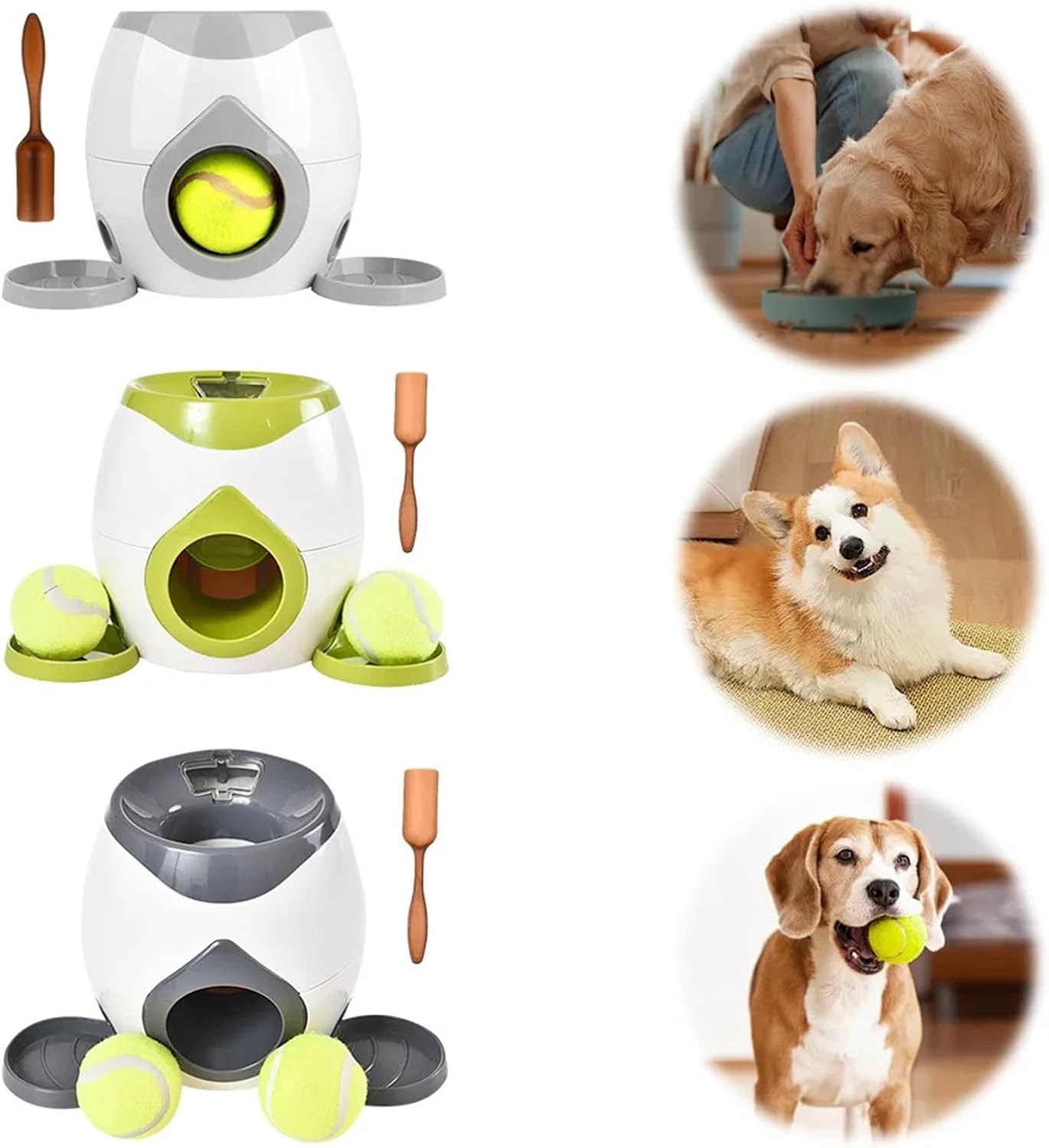 Compatible for Interactive Dog Ball Launcher with Food Reward Dispenser and Slow Feeder, Toy for Medium Small Dogs(Gray)