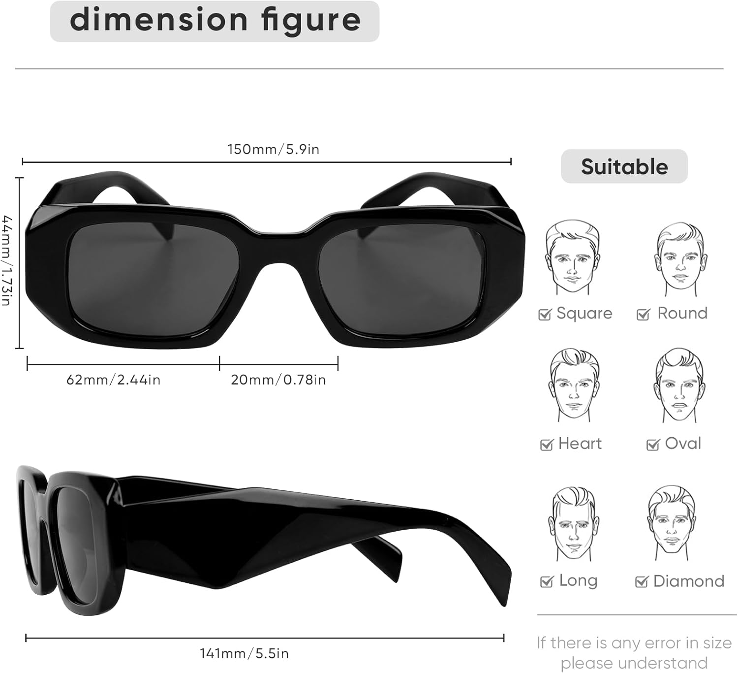 VZZNN 10 Pack of Sunglasses Womens,100% UV400 Protection Trendy Retro Square Glasses,Aesthetic Vintage Eyewear Sunglasses Set