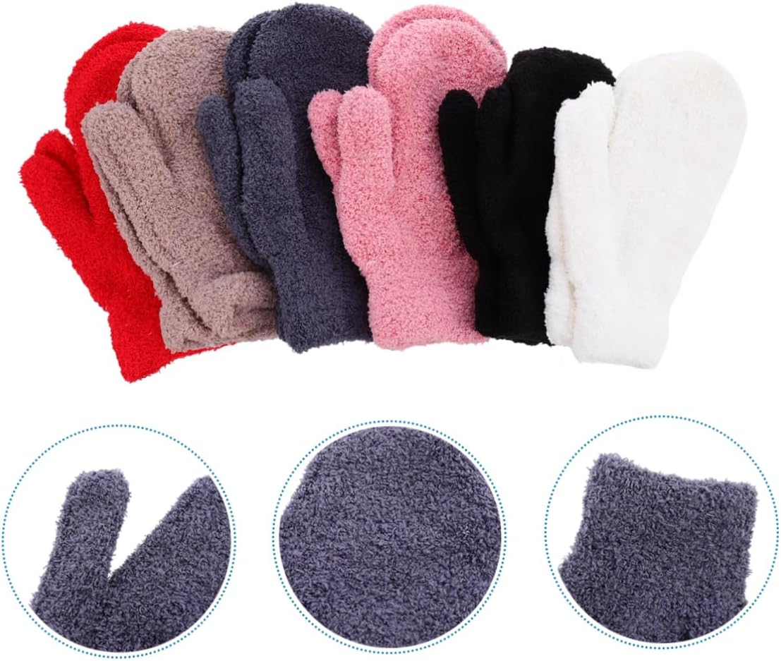 6pairs Warm Winter Men's Gloves Full Finger Mittens Half Fleece Comfortable Thicken Gloves for Men Women