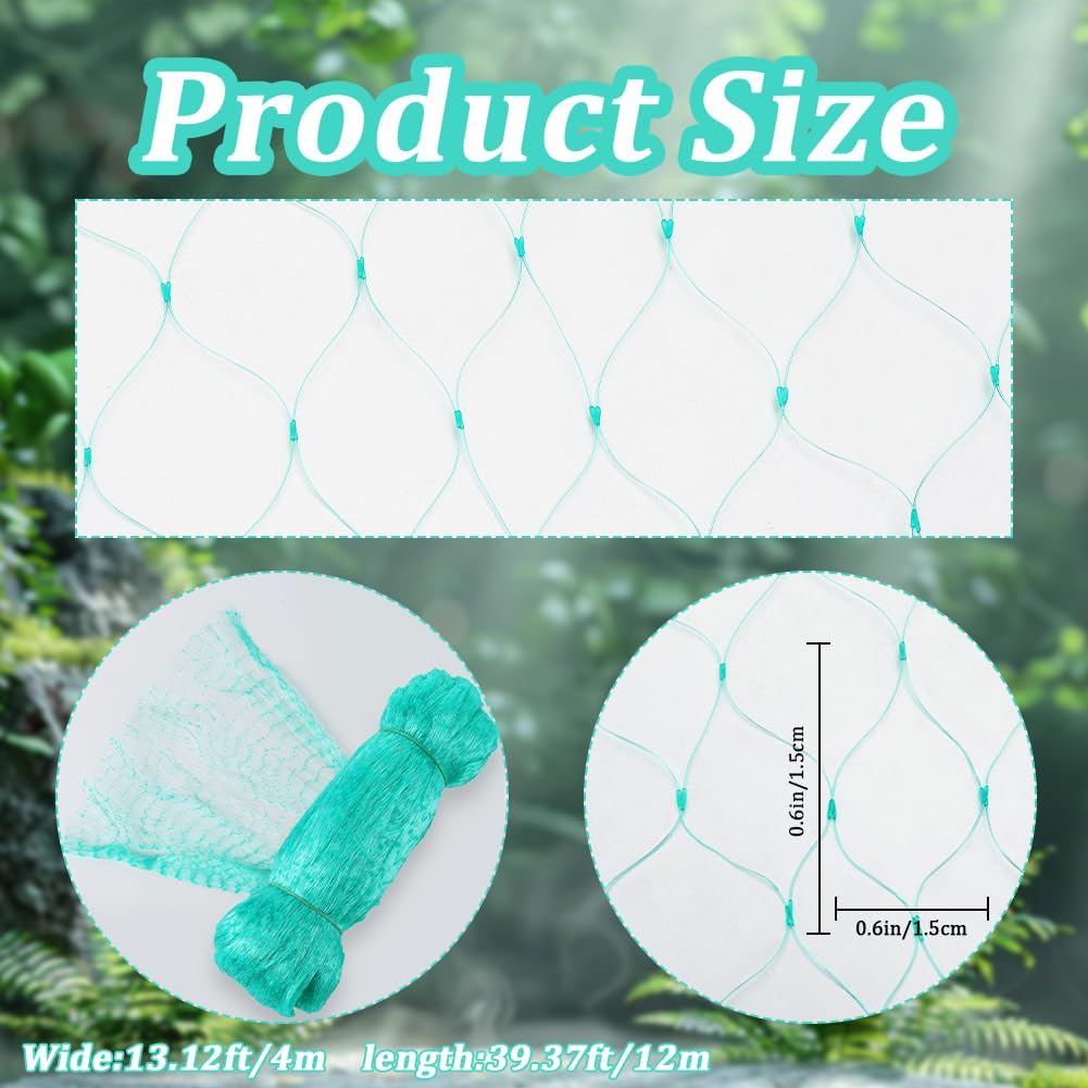 GORGECRAFT 39 x 13 Feet Plastic Garden Netting Turquoise Reusable Protective Barrier Deer Animals Trellis Vegetables Cover Bird Net for Plants Fruits Trees Against Birds Protection