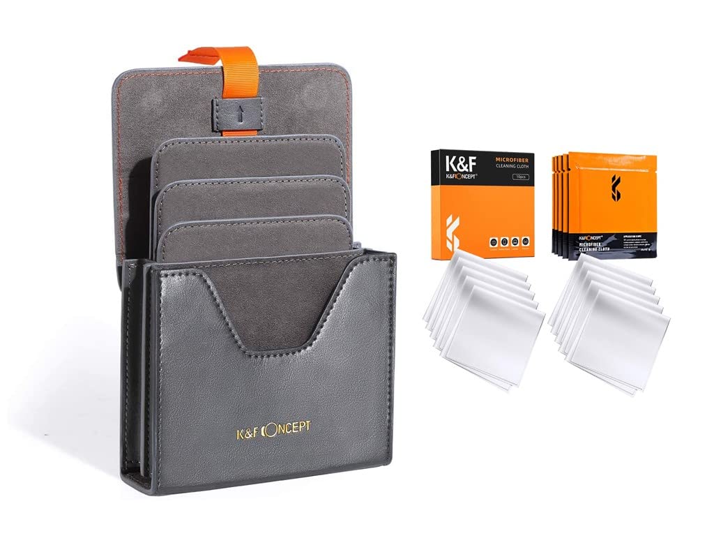 K&F Concept Lens Filter Case + Microfiber Cleaning Cloth 10-Pack