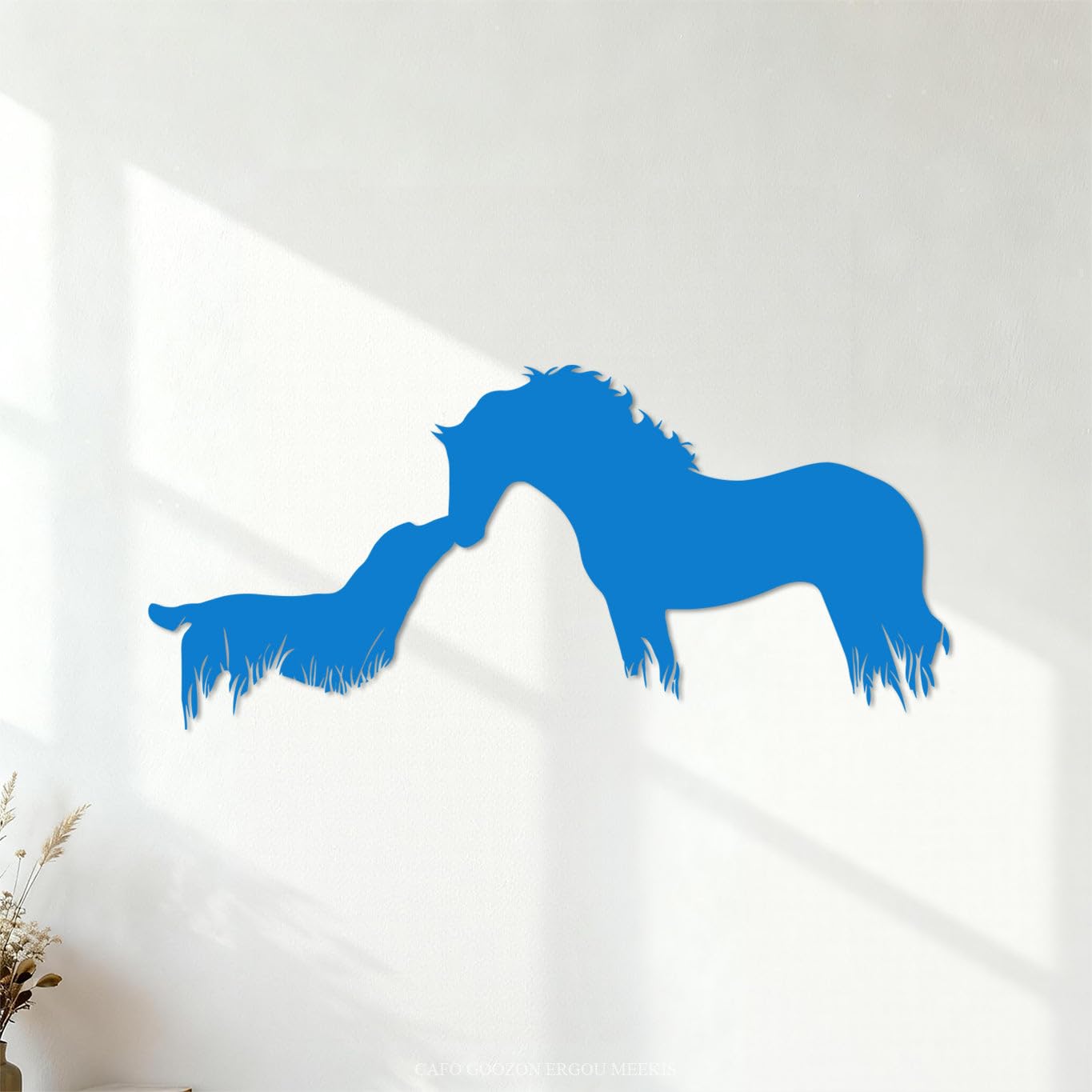 Fine Carving Stickers Horse Dog Abstract Friendly Animals Veterinary Clinic Pet Shop 42x92.1cm Personalized Customization Blue