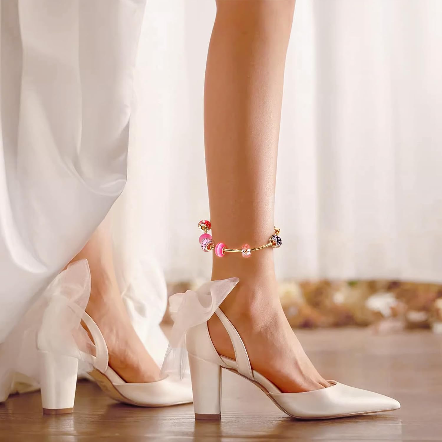 40 Pcs Snake Charm Bracelet Chains, Silver Gold Adjustable Jewelry Making Charm Bracelet with Heart Extender Chains for DIY Women Gifts 7.87 Inch - Image 7