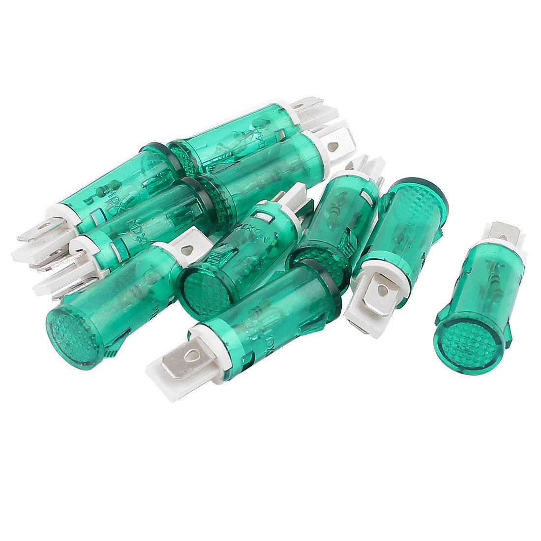 Ruilogod 10 Pcs AC 220V 2 Terminal 13mm Recessed Green Indicator Pilot Light (id: 9ff 15e 2b6 56e fe2, Small, 9ff15e2b656e3fe20aa3626a87a285