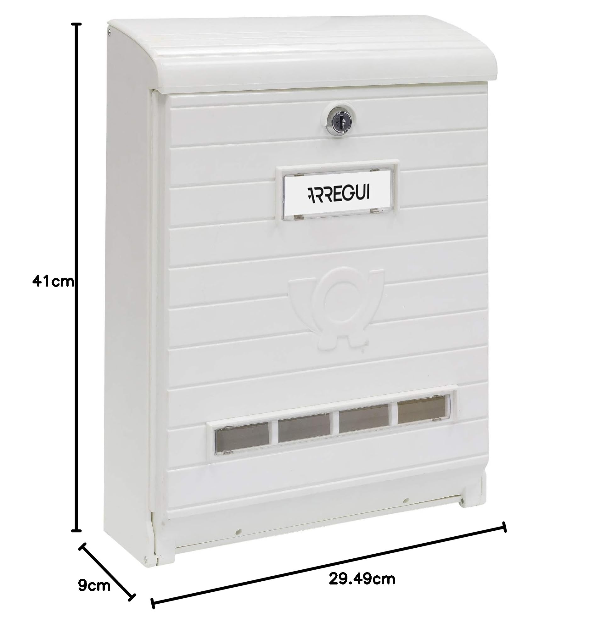 Cassetta Postale Individuale in Plastica Resistente, Di Grandi Dimensioni, Cassette della posta da parete stagna, Dimensione L (Riviste e Buste C4), Facile da Montare, Bianco