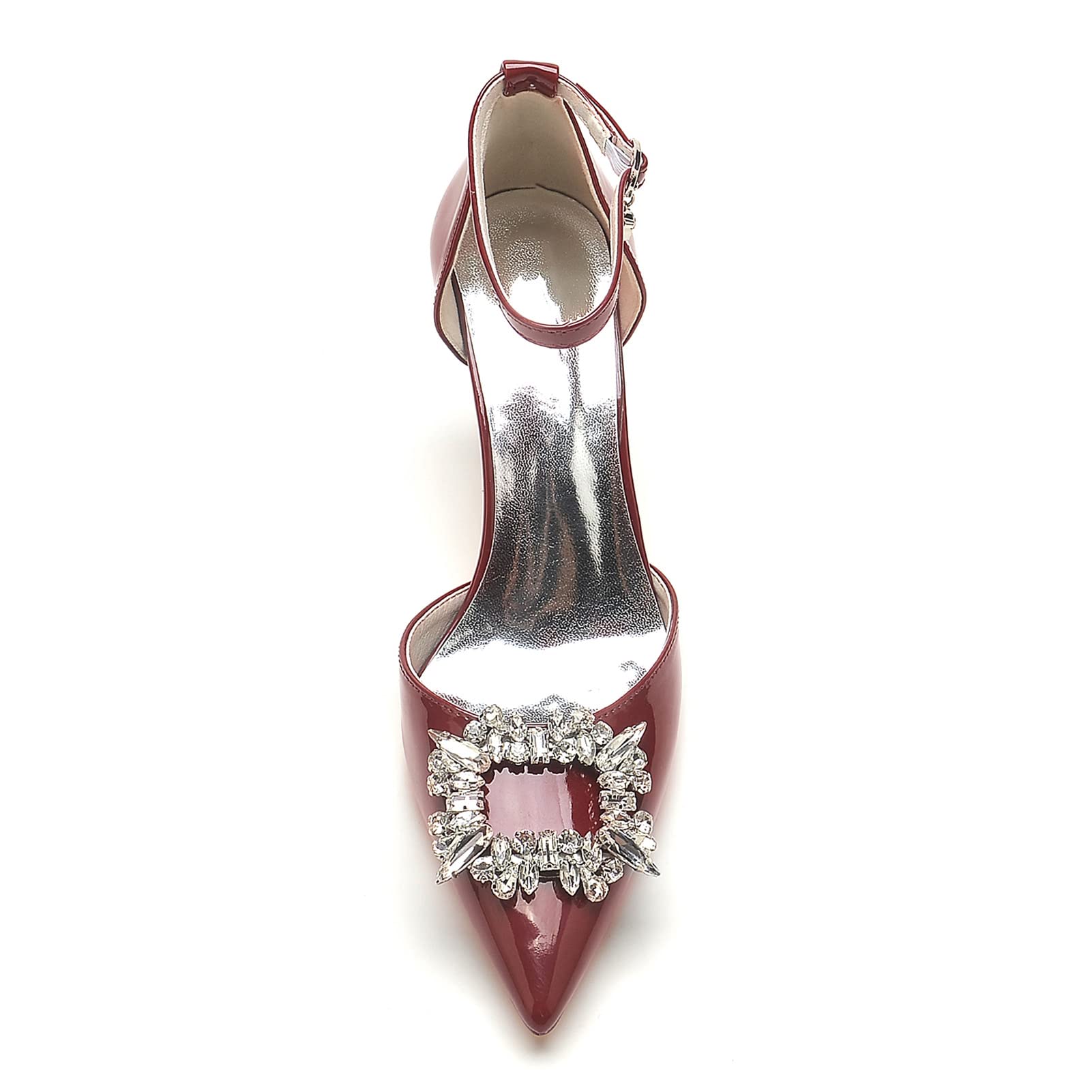 Sandalia de Tacón Alto con Cinturino alla Caviglia Donna Sandali con Tacco a Spillo Estivi Scarpe col Tacco Donna A Punta Scarpe da Sposa da Festa,Wine Red,35 EU