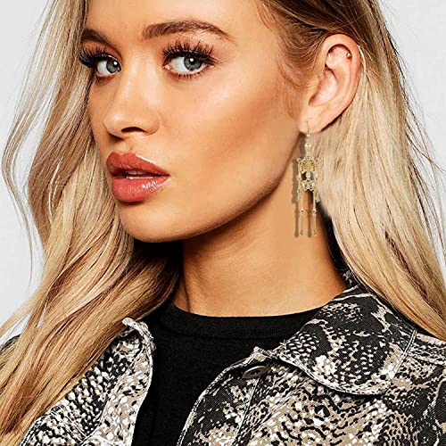 Halloween Skeleton Earrings Spooky Skull Skeleton Dangle Earrings for Women Costume Dress Up Ghost Earrings Halloween Outfits Jewelry Accessories Gifts2