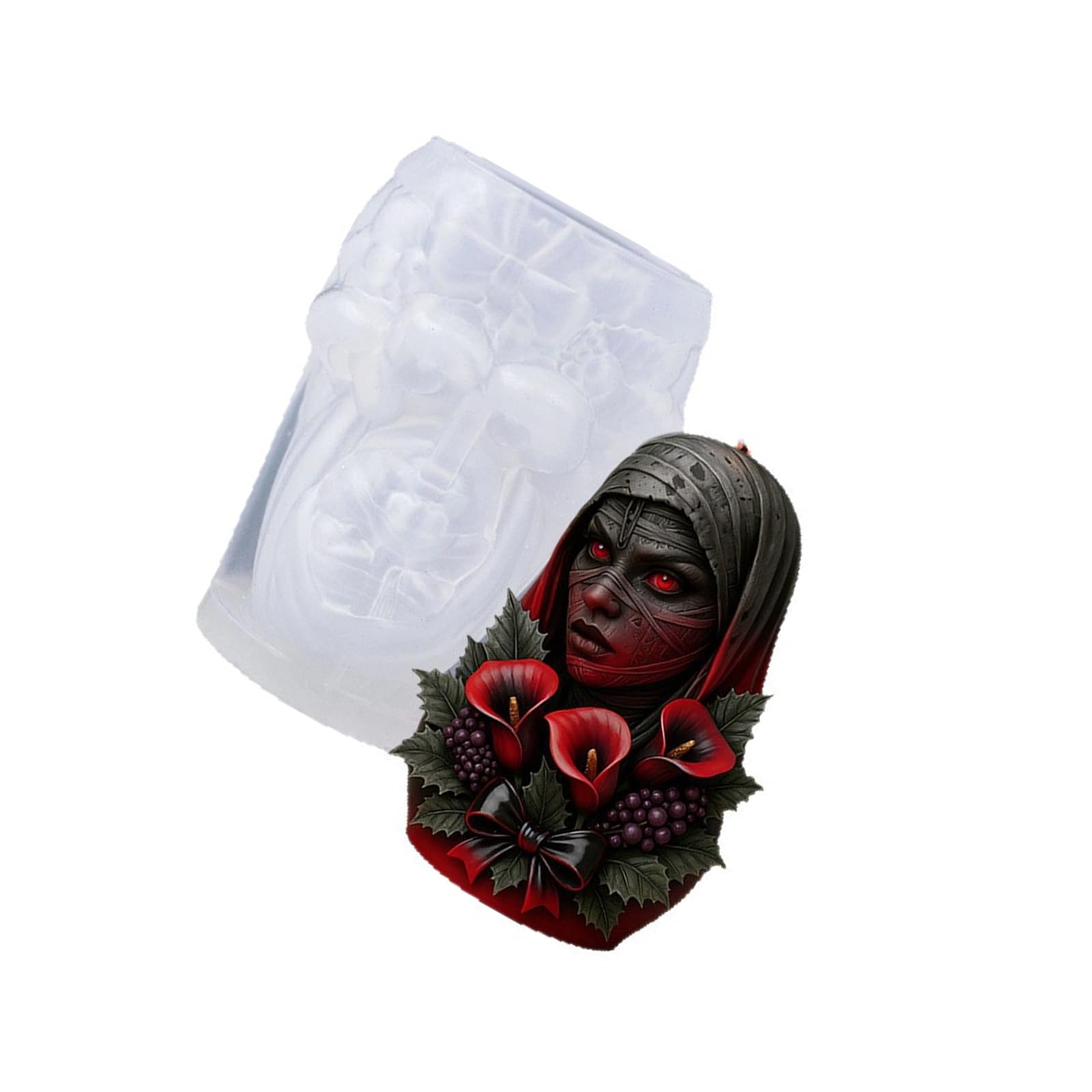 Jazuaiao Dark Punk Bandage Face Sculpture Silicone Mold for DIYer Scented and Artistic Cast Cast