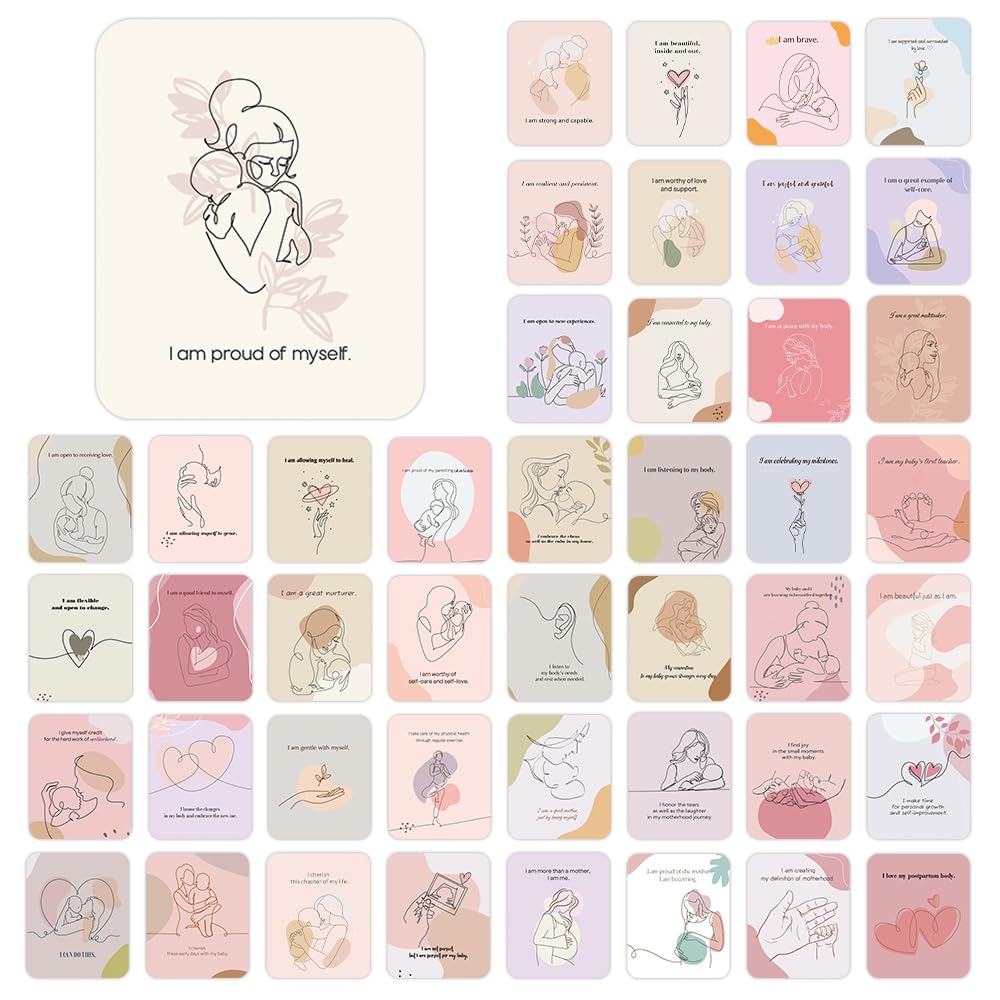 Cartes d'affirmation pour nouvelle maman - Lot de 45 - Cadeau fête des mères - Messages d'autonomisation - Essentiels post-partum