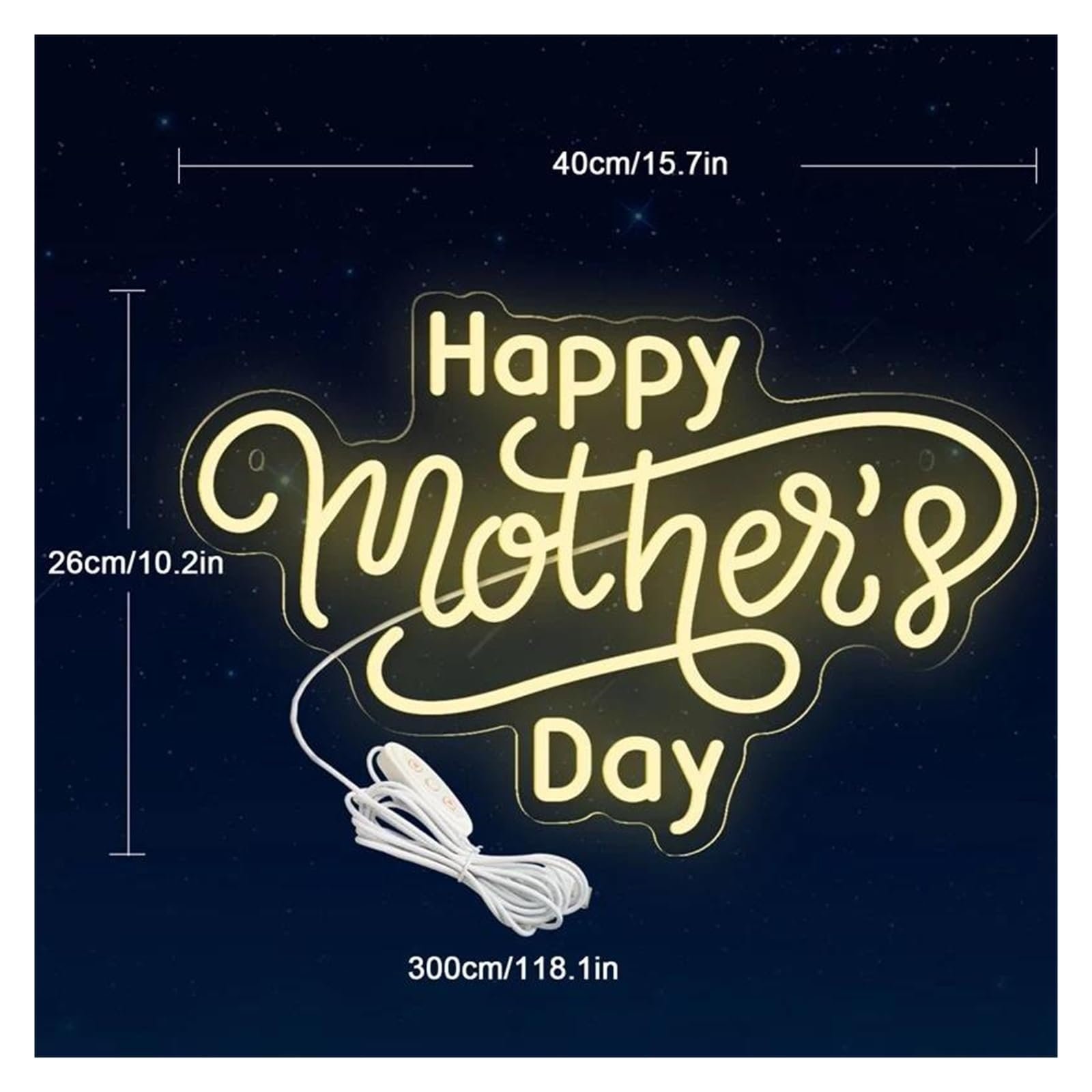 Decoración Lámparas Happy Mother's Day Letrero De Letras Acrílicas Con Luz LED De Neón Para Decoración De Pared De Hogar, Sala De Estar, Fiesta, Vacaciones, 26 Cm × 40 Cm
