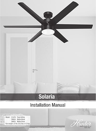 Miniatura 30 de Hunter Fan Company 59624 Solaria Ventilador de techo, 60, acabado negro mate Acabados en negro mate,Acabado plateado mate.