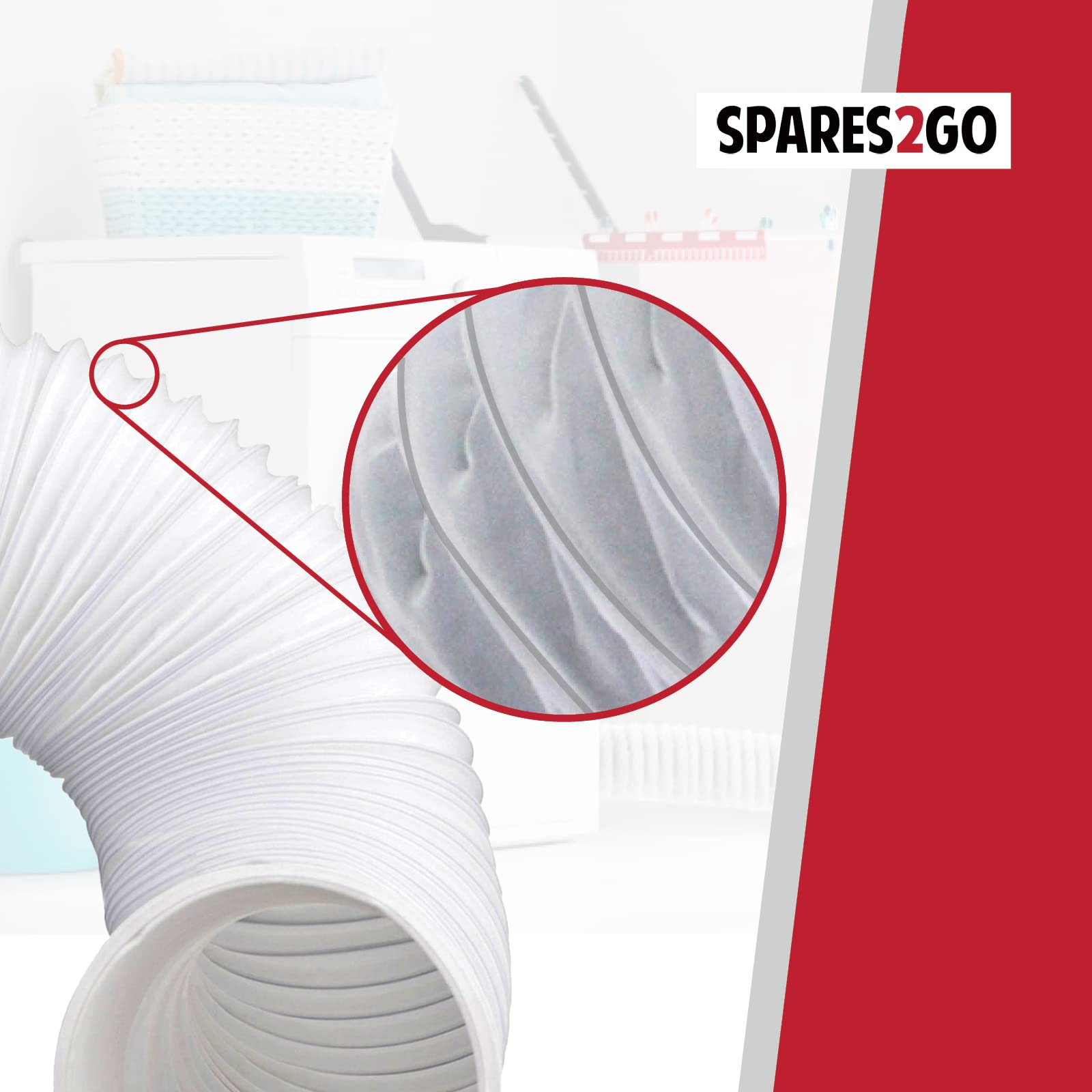 Spares2go extra langer, universeller Abluftschlauch für alle Wäschetrocknermodelle, 6 m lang Durchmesser
