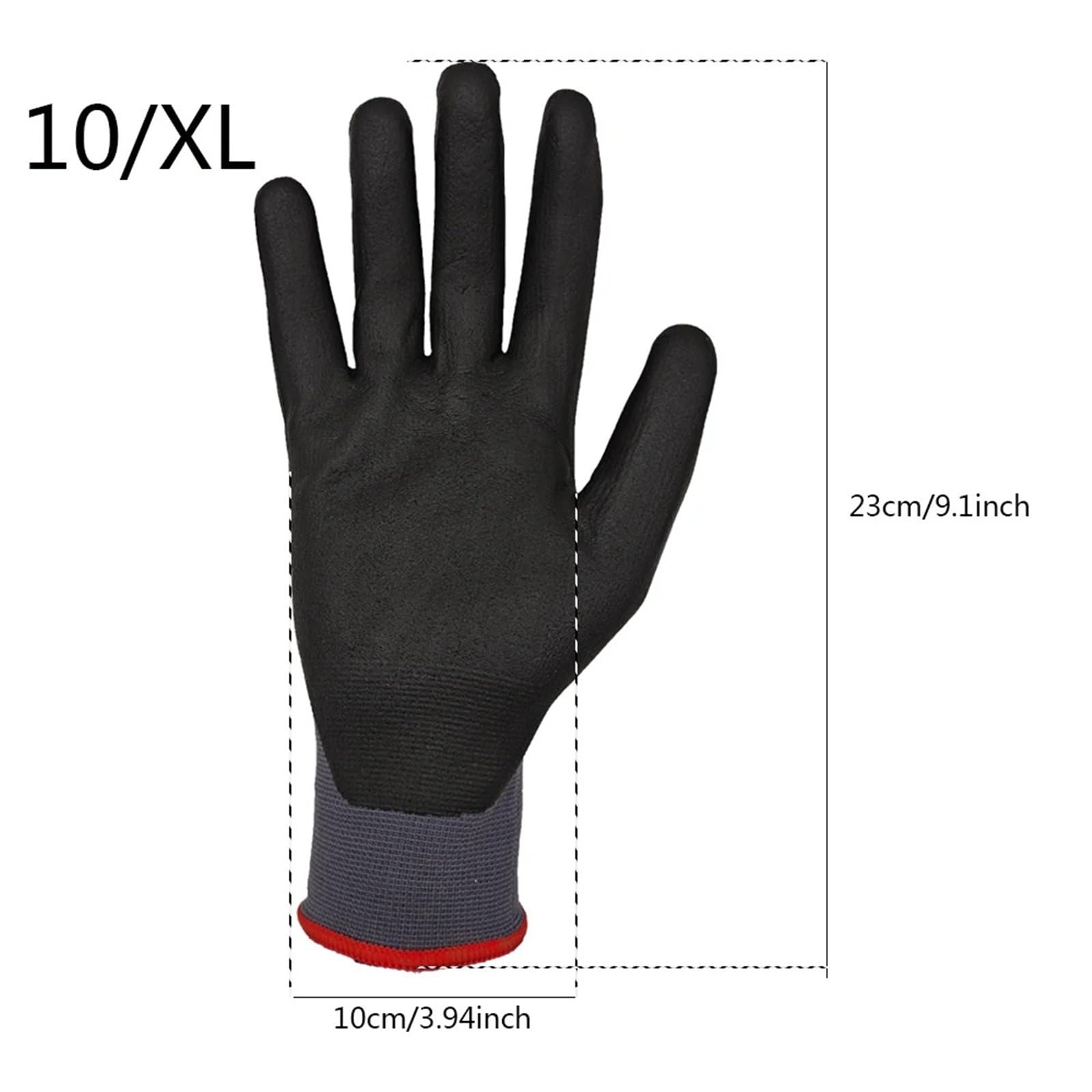 Genérico Compatible con 10 pares de guantes de trabajo mecánicos, finos y cómodos, recubiertos con palma de nitrilo de nailon CE(M)